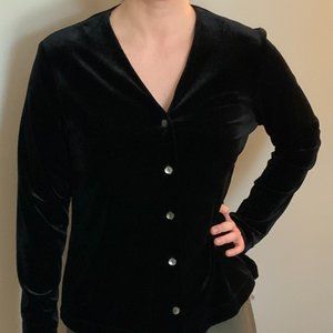 Black Velvet Button Down Top